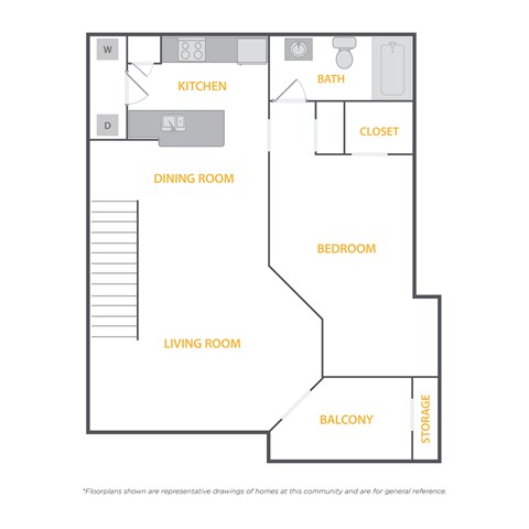 A floor plan of a home with labeled rooms.
